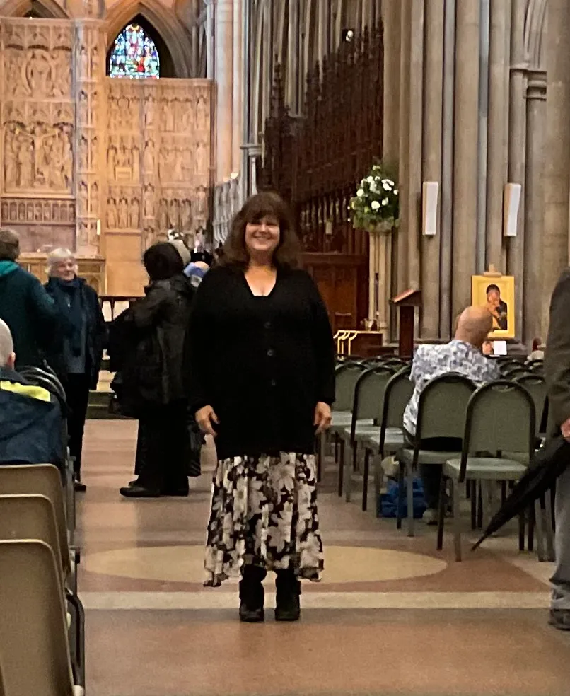 Kathy Lou visiting a cathedral