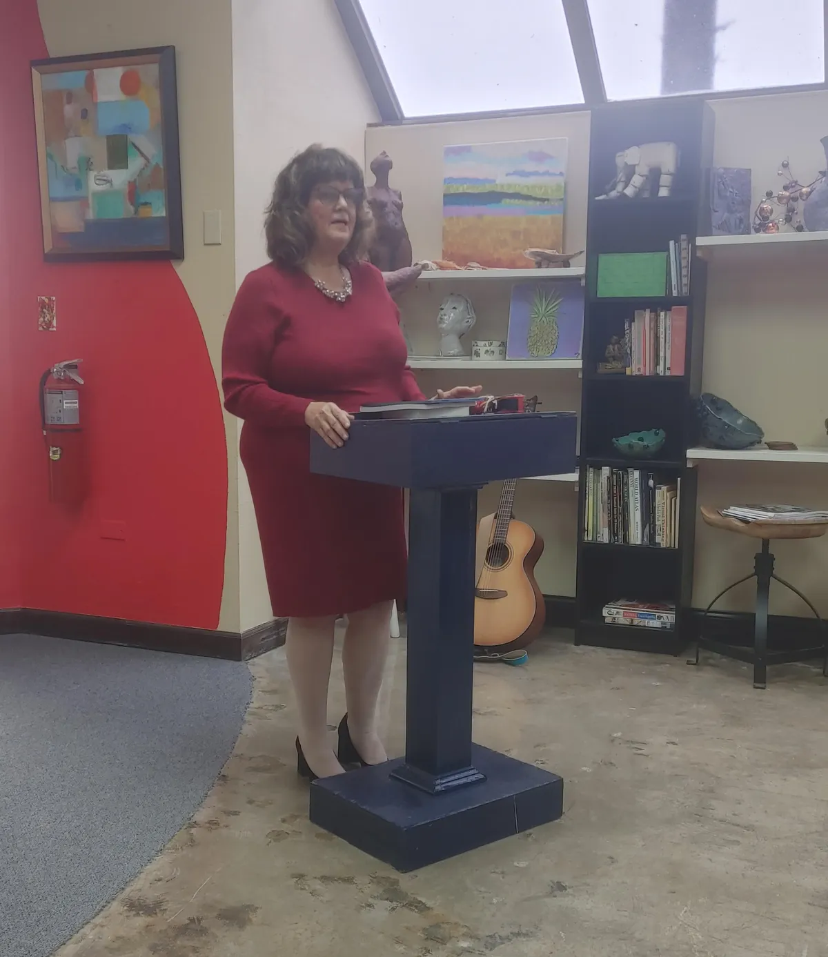 Kathy Lou reading at a storytelling event