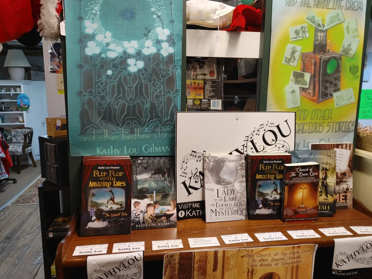 Kathy Lou Waskett books on display in a shop